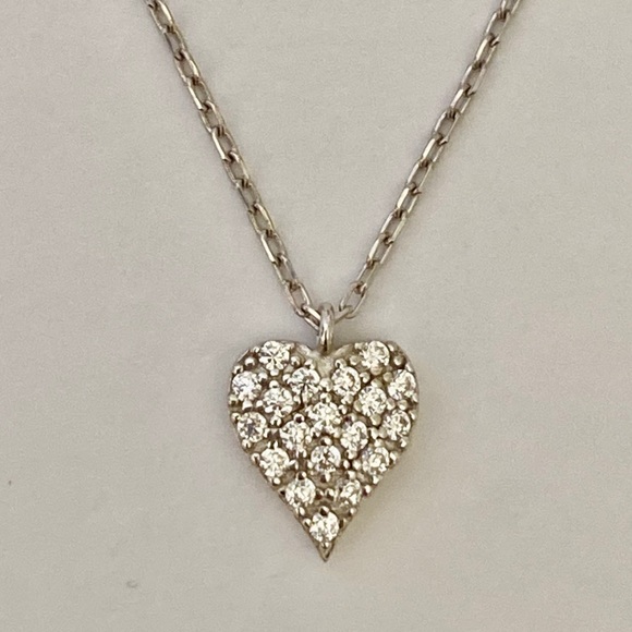 💖925 Silver heart love cz stones necklace - Picture 2 of 2
